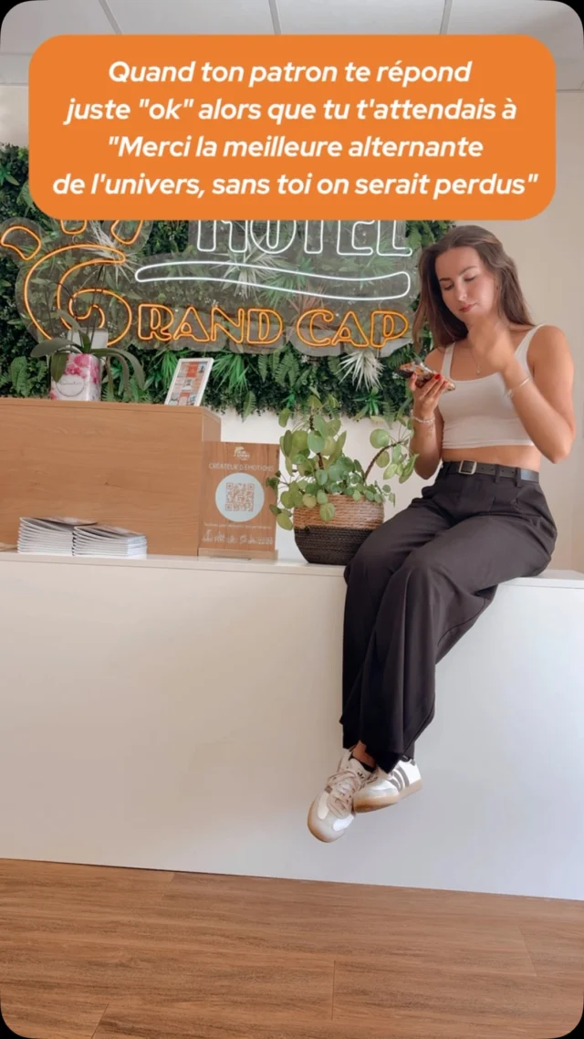 Quand l’alternante attend une reconnaissance exceptionnelle pour avoir fait son travail 😂🏆😭

Simplement Gen Z 🧡
Simplement @hotel.grandcap 🛎

#Alternance #Hotellerie #Humour #genz